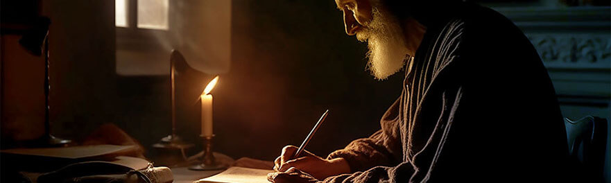 Apostle Paul writing a letter